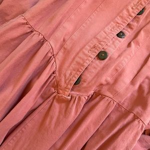 Vintage upcycled pink bleached denim maxi dress
